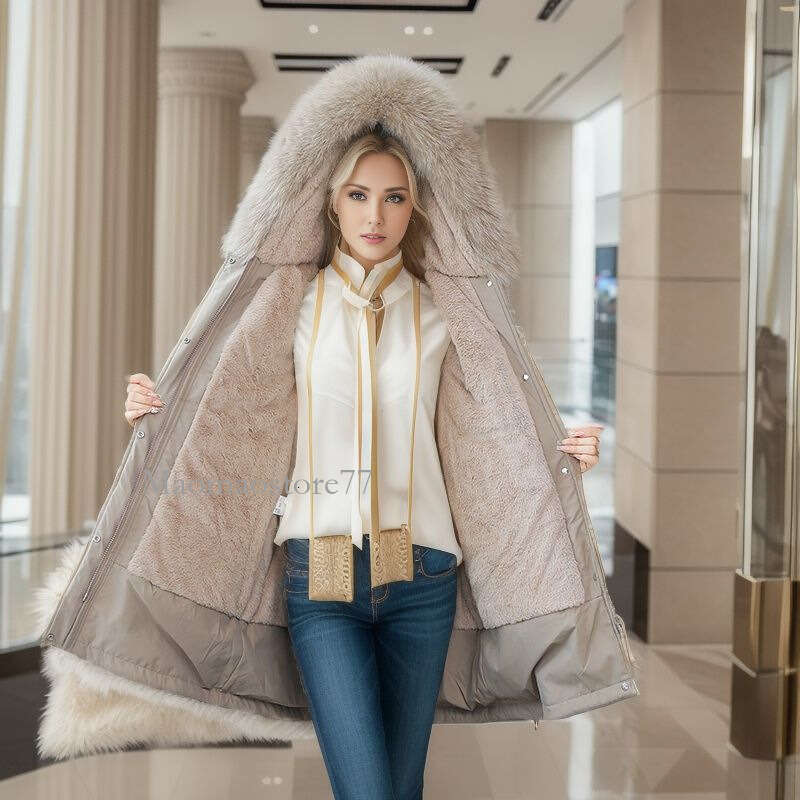 Women's Thickened Waisted Mid-Length Warm Loose Down Cotton Jacket Coat