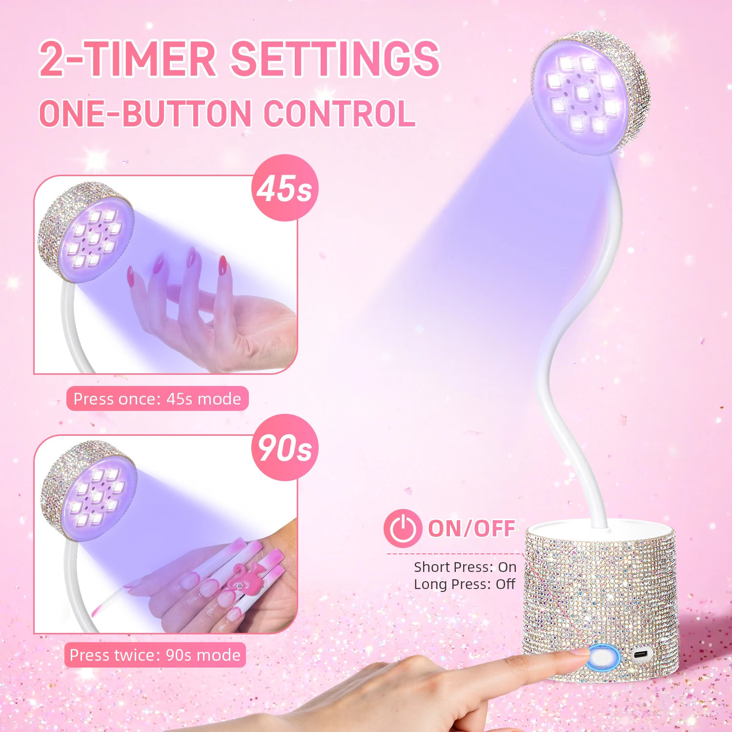 Rechargeable Cordless UV LED Nail Lamp Portable Mini Gel Polish Dryer With Flexible Gooseneck For Fast Curing Gel Nails Salon 251014