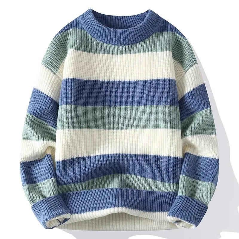Mens Striped Sweater ONeck Casual Knit Pullovers Fashion Long Sleeve Knitted Sweater Men Autumn Winter Warm Y2K Knitwear Tops 251017