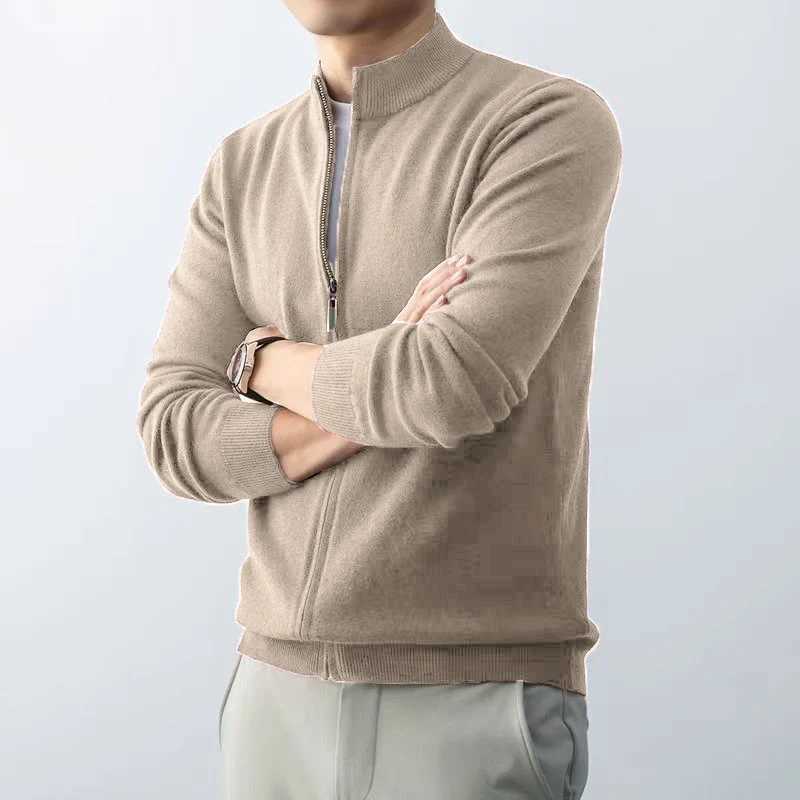 Animal Game Mens Zipper Cardigan Sweater Slim Fit Sweaters Stand Knitwear Jumper Warm Cold Blouse Zip Long Sweatcoats J251017