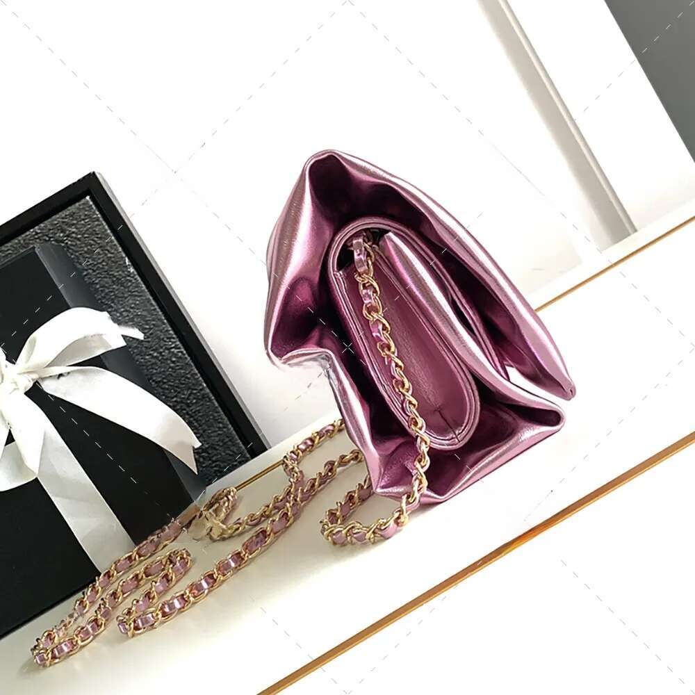 Designer Clutch 22CM Mirror Quality Chain Metallic Lambskin Leather Crossbody Bags Shoulder Bag Women