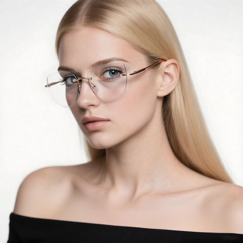 Best selling Photochromic Frameless Fashion Luxury Glasses Retro Men's and Women's Trend Anti blue Photochromic Glasses