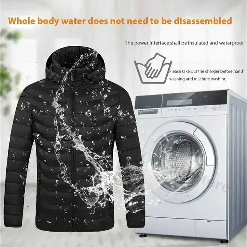 21 Areas Heated Jacket Mens USB Electric Smart Hooded Coat SelfHeating Clothes Men Casual Ski ColdProof Thermal Padded Jacket H251017