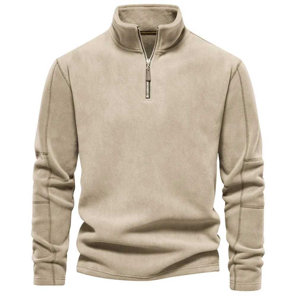 Autumn Winter Warm Pullover Men Casual Fleece Sweatshirts Sweater Male Zip Up Sweatshirt Stand Up Collar Blouse Tops Men Clothes Z251017