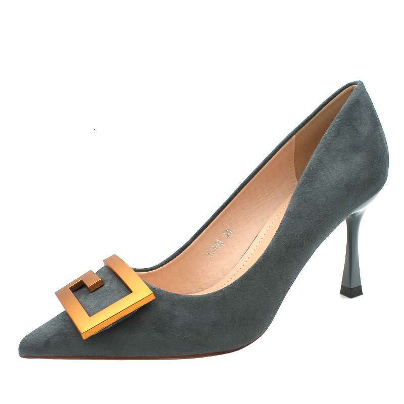 Spring And Summer New Fine-Heeled Professional Etiquette High Heels Pointed Toe Black Work Fashionable Sexy Shoes