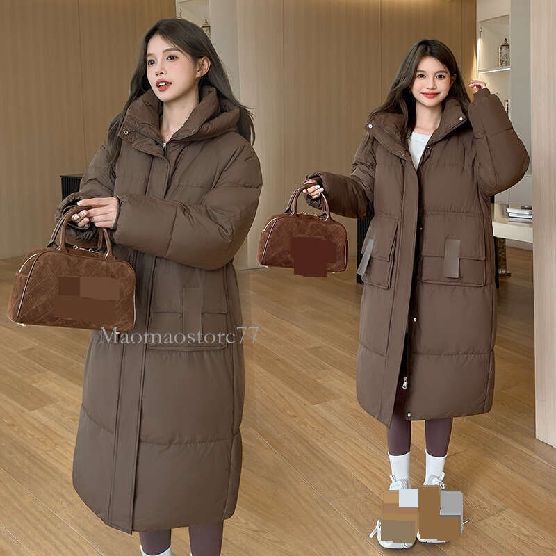 Women's Clothing Winter New Thickened Loose Long Over The Knee For Women Korean Student Hooded Large Pocket Cotton Jacket