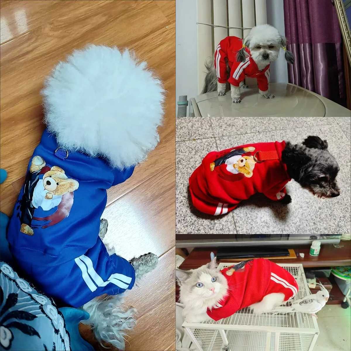 Cute Bear Jumpsuit Autumn Winter Dog Clothes Warm Pet Clothes Dog Hoodies Sweatshirt for Puppy Cat Yorkie Clothing Dog CoatsW251017