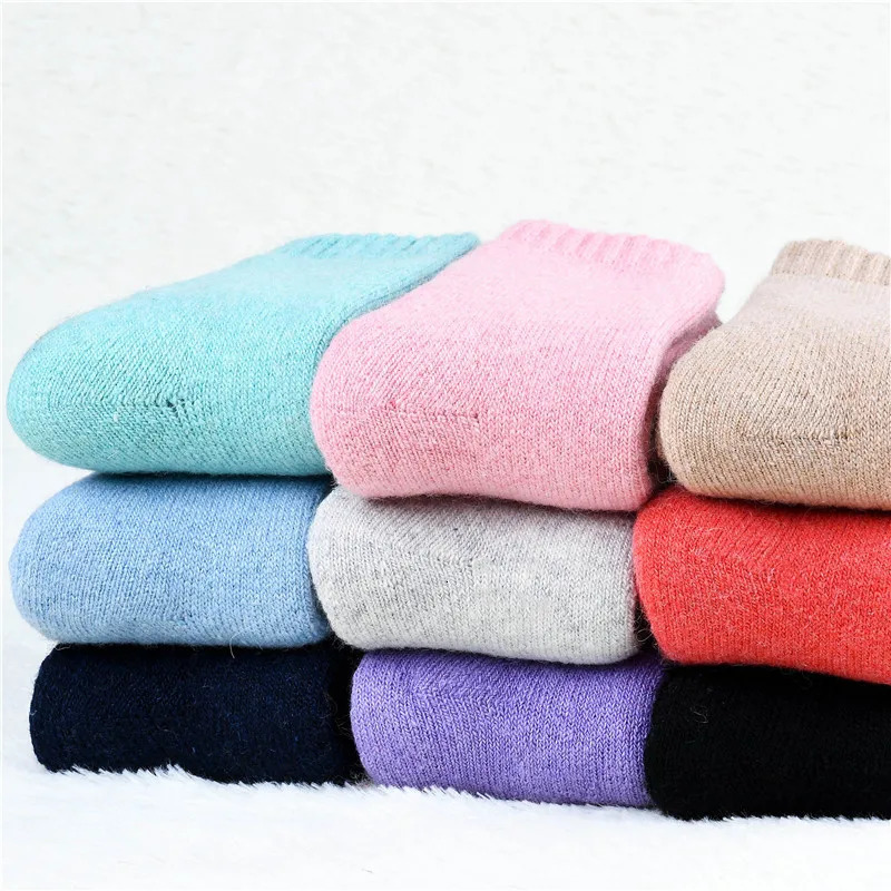 3 pairs 2025 winter Thick wool socks womens winter tube terry socks solid color ladies super thick warm snow socks 251017