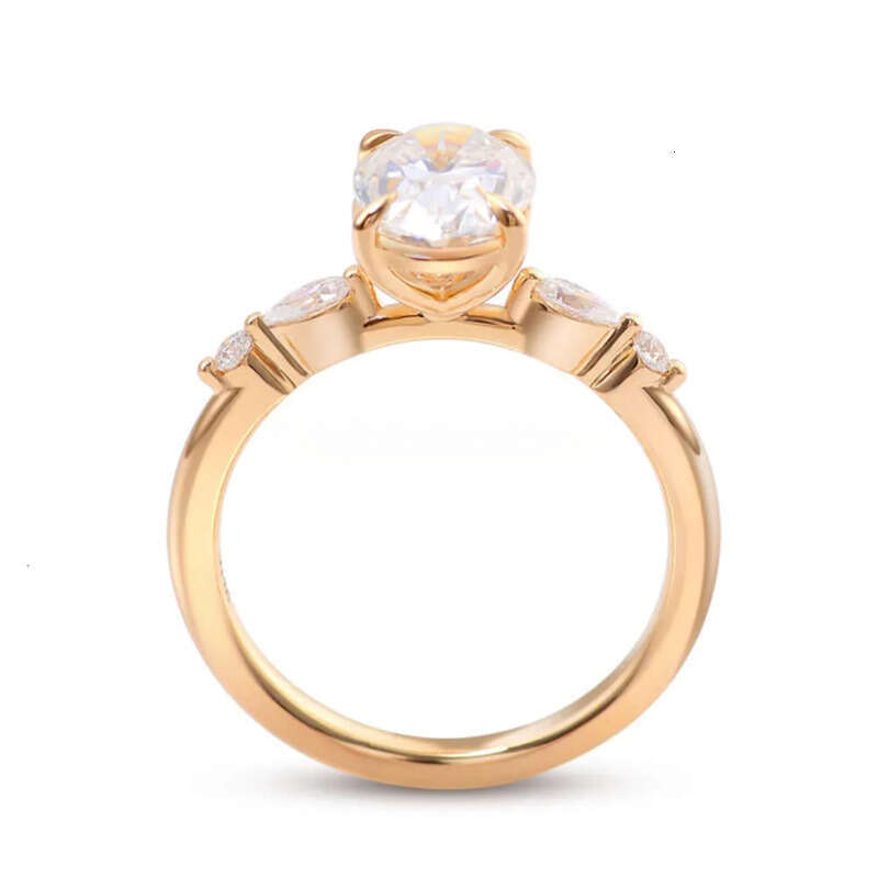 Wholesale Price Jewelry 10k/14k/ Solid Real Gold 1ct/2ct/3ct D VVS Oval Moissanite Dia Engagement Ring For Women