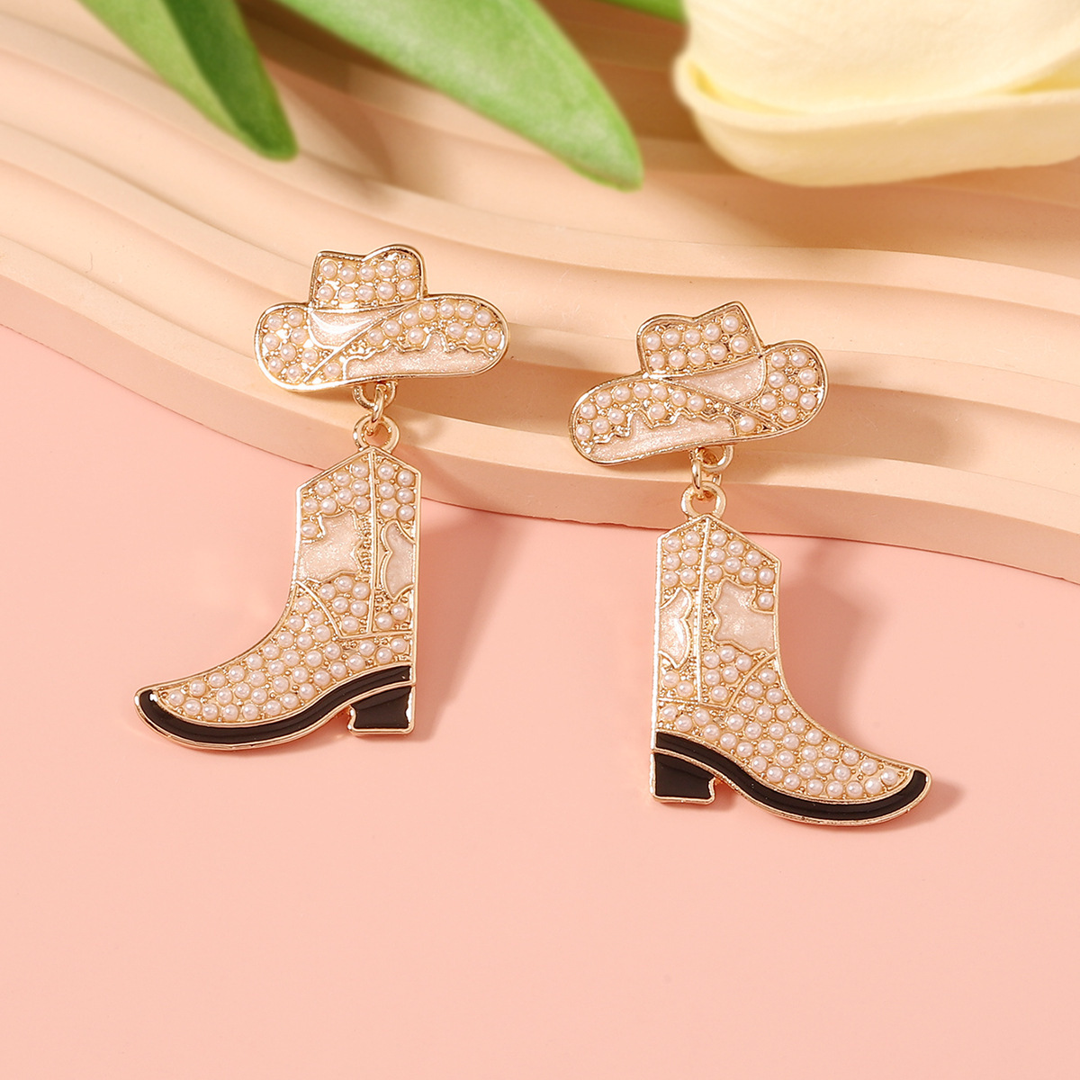 Luxury earrings Fashion Personality Temperament Cowboy Style Oil Drop Diamond Alloy Boots Earrings Jewelry designer earrings for woman free shipping