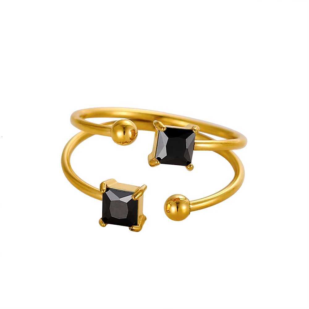 CARLIDANA High End Womens Stainless Steel Rings Gold Plated Layed Colorful Zirconia Open Design TrendyTarnish Free JewelryW251017