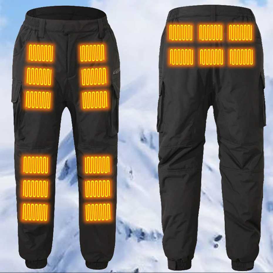 USB Heating Jogger Pants Men Winter Infrared 18 Heating Areas Pants Male Electric Heated Pants Waterproof Trousers H251017