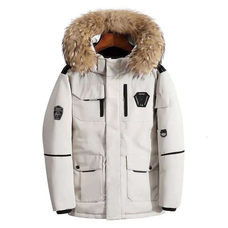 Men's Jackets Big Real Fur Collar Warm Parka -30 Degrees Men Casual 90% White Duck Down Coats Winter Snow Thicken Overcoat Down Jacket
