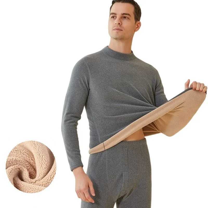 New Winter Thermal Underwear Men Mockneck First Layer 2 Pieces Underwear and Undershirts Keep Warm Clothing Elastic L4XL H251017
