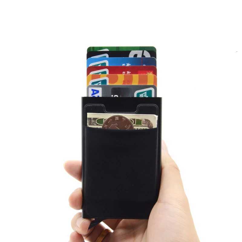 Thin Aluminum Credit Card Case Wallet With Elasticity Back Pouch Automatic Pop Up ID Credit Card Holder Slim RFID WalletW251017