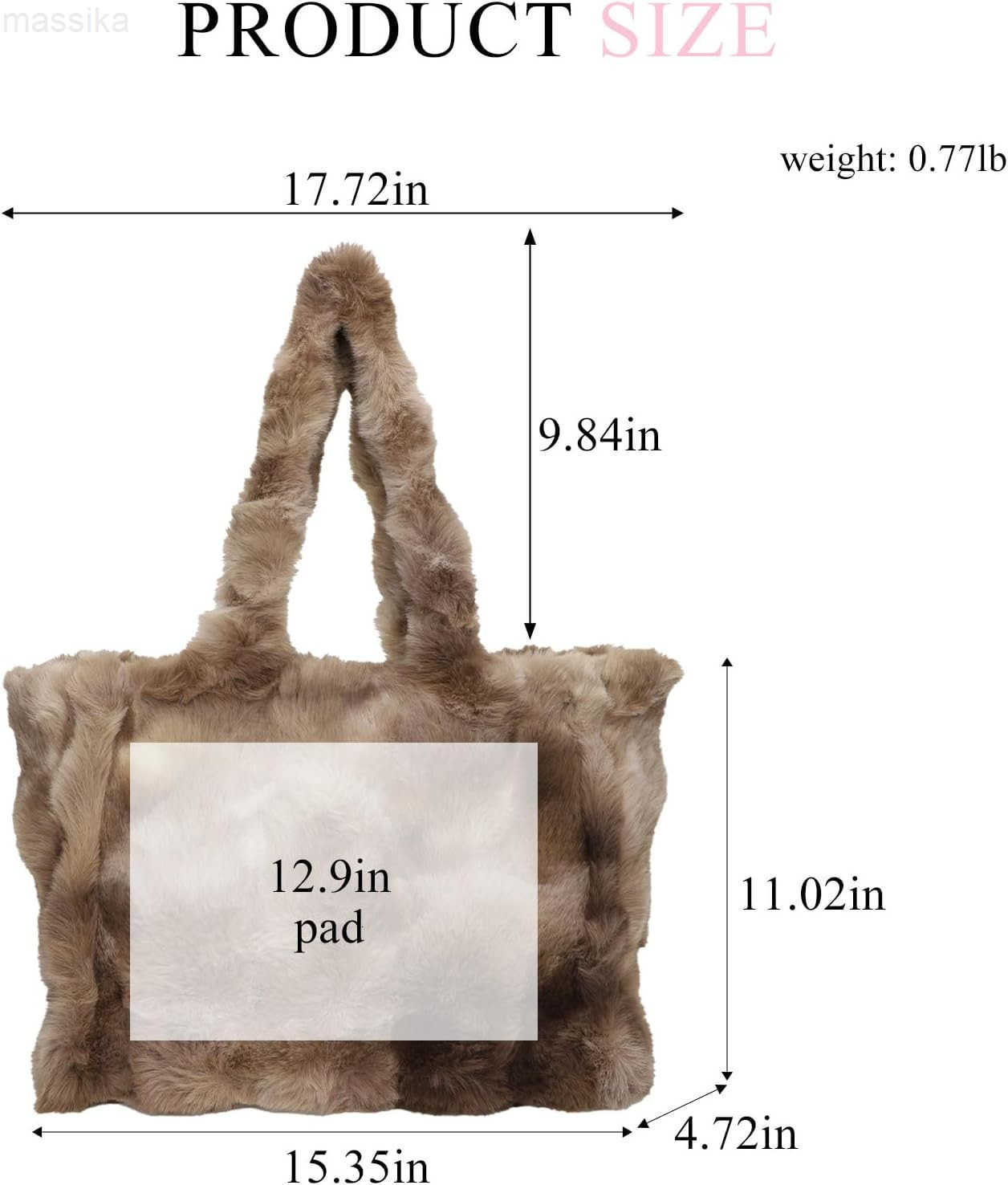 Tote Bag Large Fur Purses for Women Winter Fuzzy Totes Furry Shoulder Handbag Plush Bags M251017