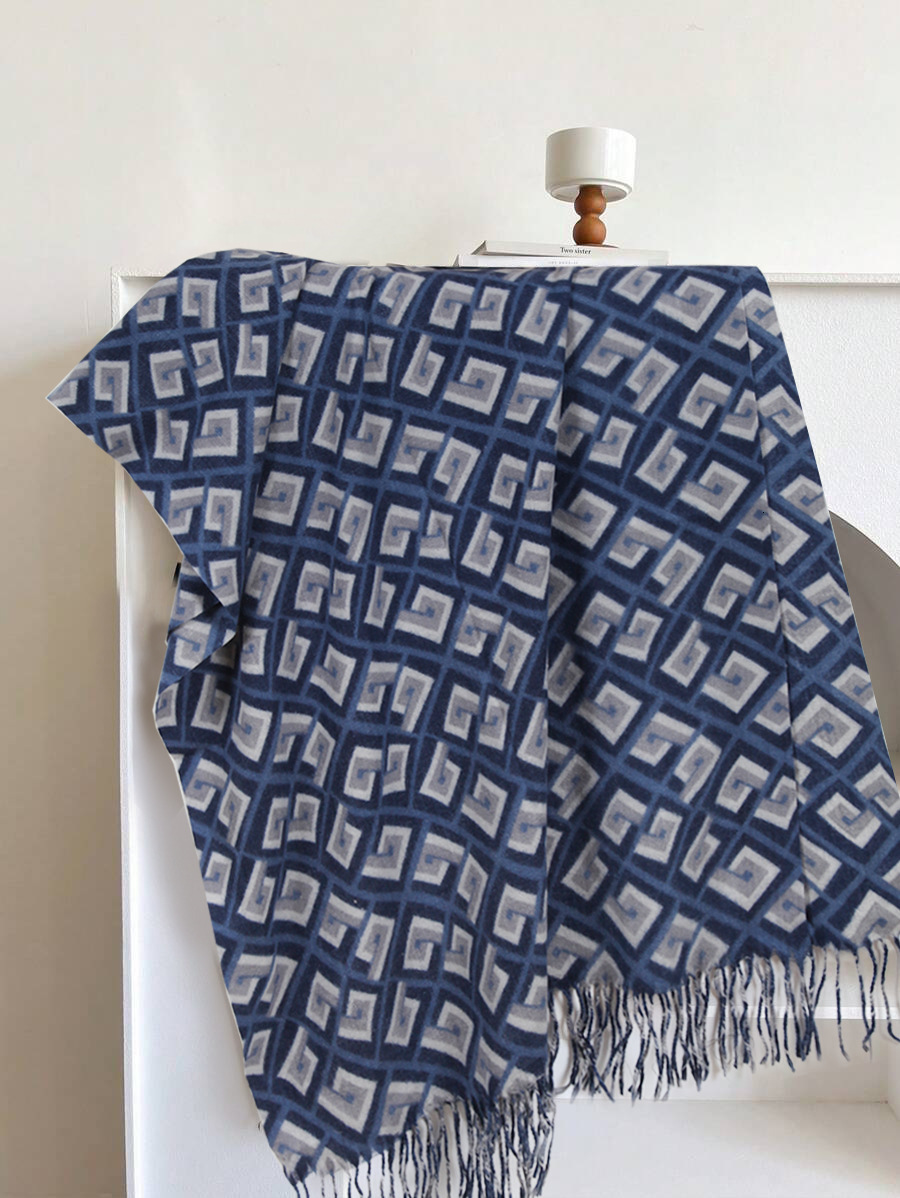 Plaid Print Scarf Mid-Length Shawl High-End Imitation Cashmere Winter Atmosphere Warm Neck