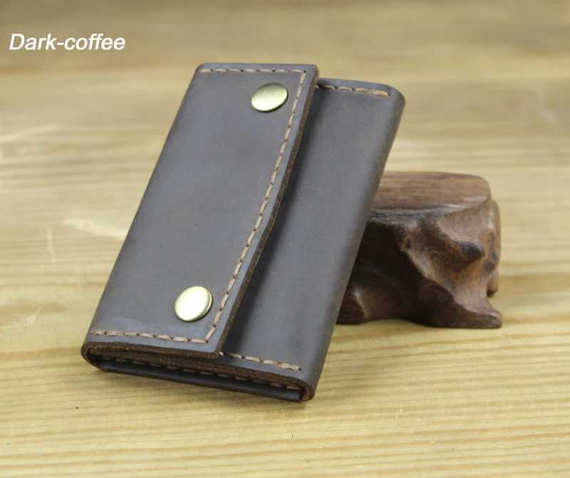 Luxury Handmade Crazy horse Genuine Leather Card Holder Men Card ID Holders Women Business Card Wallet Card Case Purse Bag GiftW251017