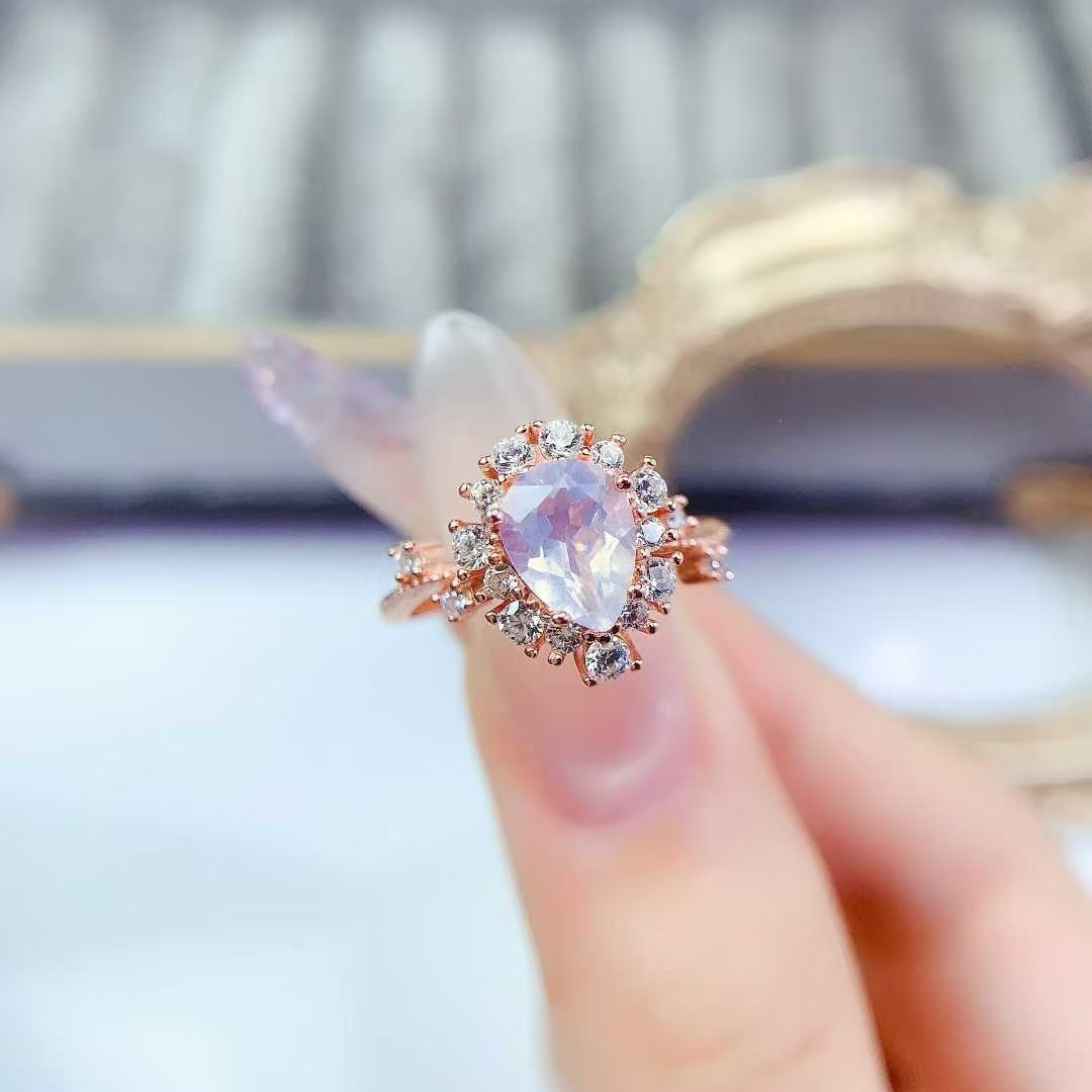 Dazzling 925 silver crystal ring natural amethyst ring 7mm*9mm genuine light purple amethyst jewelry with certificate