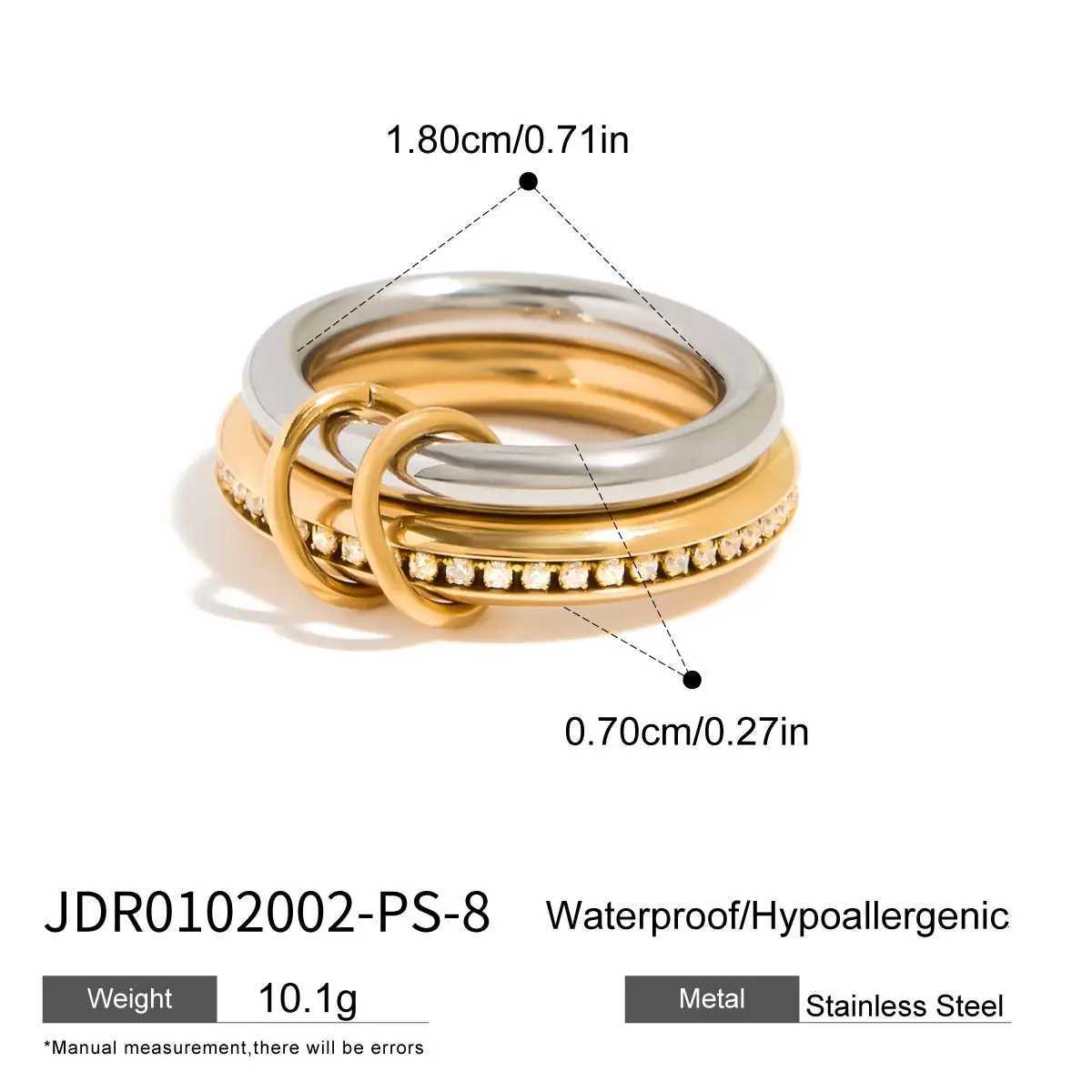 Uworld Trendy Real Gold PlatedSilver Colors Stainless Steel Stacking Spinelli Interlocking Multi Ring Minimalist Statement Jewe Z251017