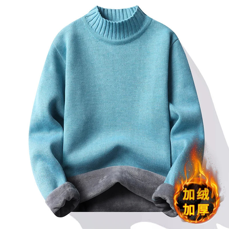 Mens Winter Fleece Pullover Knit Sweater Wool Plus Velvet Clothing Thick Warm Oneck Jumpers Fashion Y2K Knitwear 251017