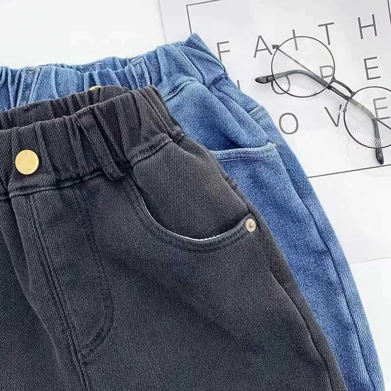 Boys FleeceLined Jeans Thick OnePiece Winter Pants for Baby Children Warm Stylish Kids ClothesT251017