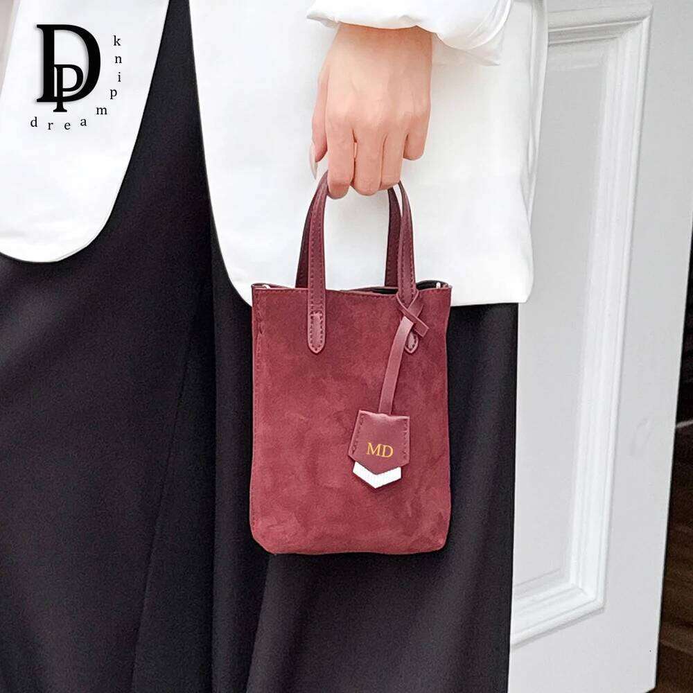 Personalize Name Small Women Phone Shoulder Veet Leather Female Top Handle Tote Purse Fashion Suede Travel Mini Bag