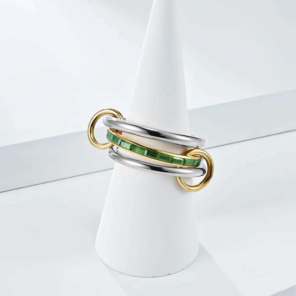 18K Gold Plated Titanium Steel TripleLayer Ring Full CZ Stackable Jewelry Minimalist Luxury Bridal Gift Everyday Elegance Z251017