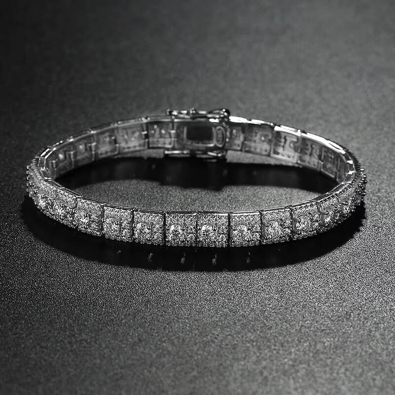 moissanite bracelet High Quality 925 Sterling Silver Fine Jewelry Full Moissanite Hip Hop Style Moissanite Tennis Bracelet for Women Man