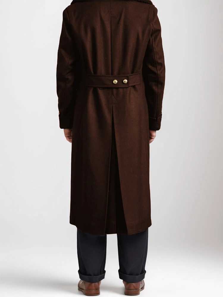 Autumn Winter Warm Woolen Coats Mens Vintage Turndown Collar Double Breasted Long Jackets For Men Outdoor Casual Trench Coat J251017