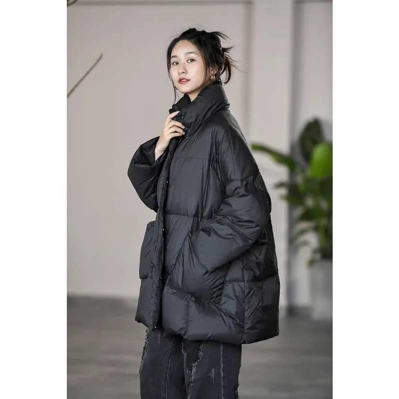 Womens Autumn Winter Top Coat Down Jacket White Duck Down Bread Jacket Large Comfortable Loose Casual Niche Versatile Skinny W251016
