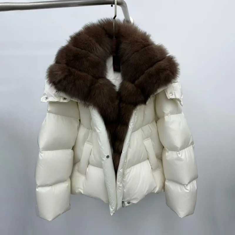 Winter new womens large furCollar thickened warm white Down coat y2k highquality fashionable detachable sleeveDown jacket W251016