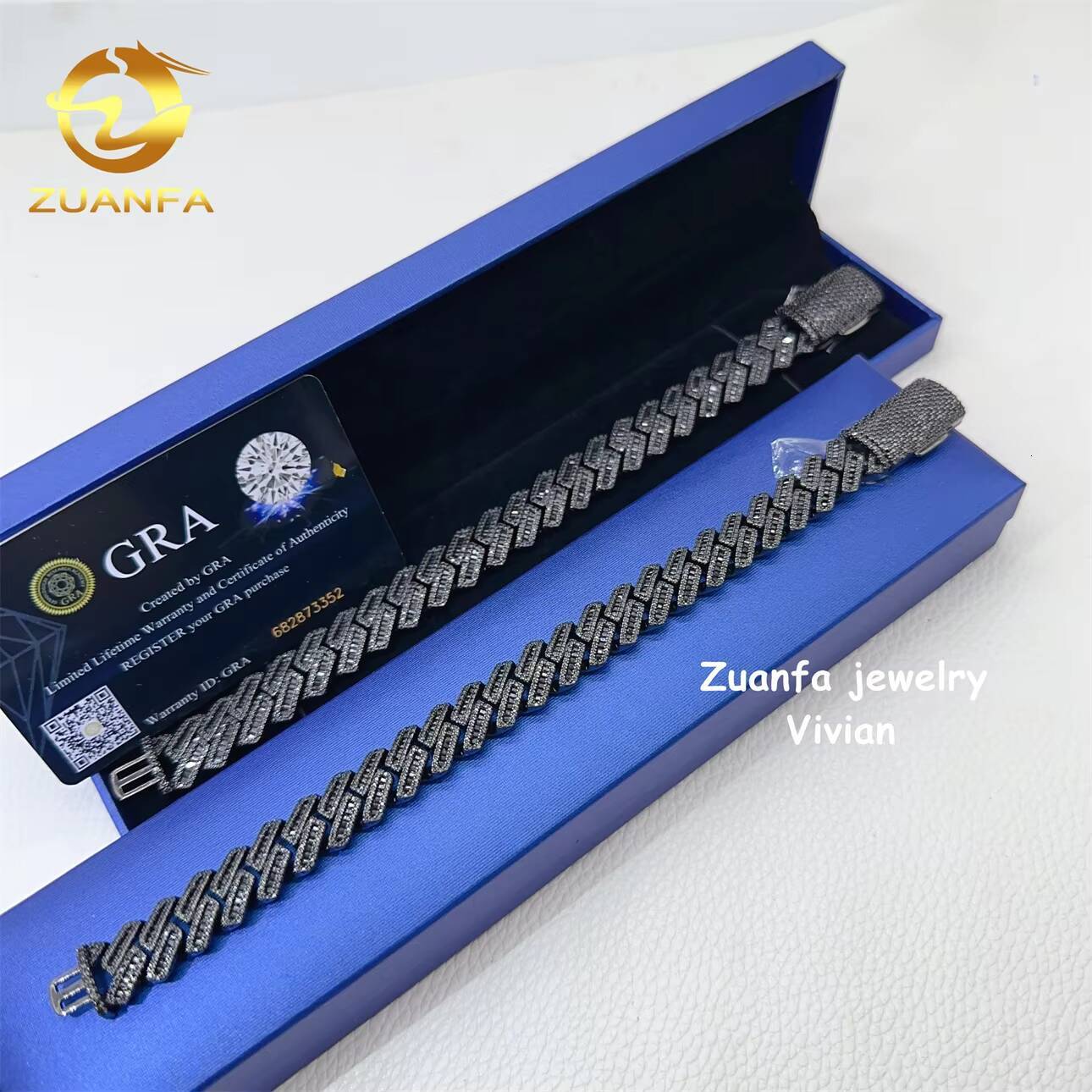 moissanite bracelet Vvs Moissanite Hip Hop Jewelry GRA Certificated 20mm Iced Out Silver 925 Diamond Bracelet Cuban Link Chain