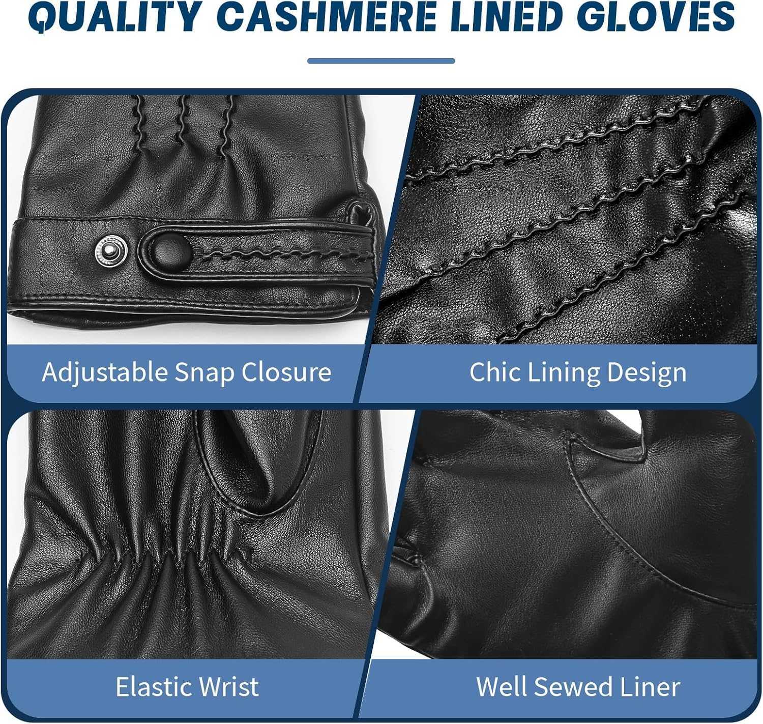 Winter Leather Gloves for Men Plush Lined Mens PU Gloves With Fullhand Touchscreen Mens Winter Gloves Z251017