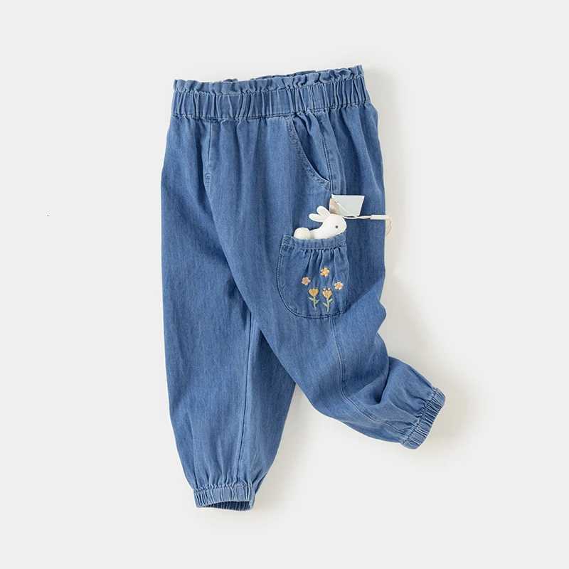 Dave Bella Childrens Pants 2024 New Autumn Girls Trousers Babys Jeans Fashion Cute Casual Pure Cotton Cowboy Pants DB3242341T251017