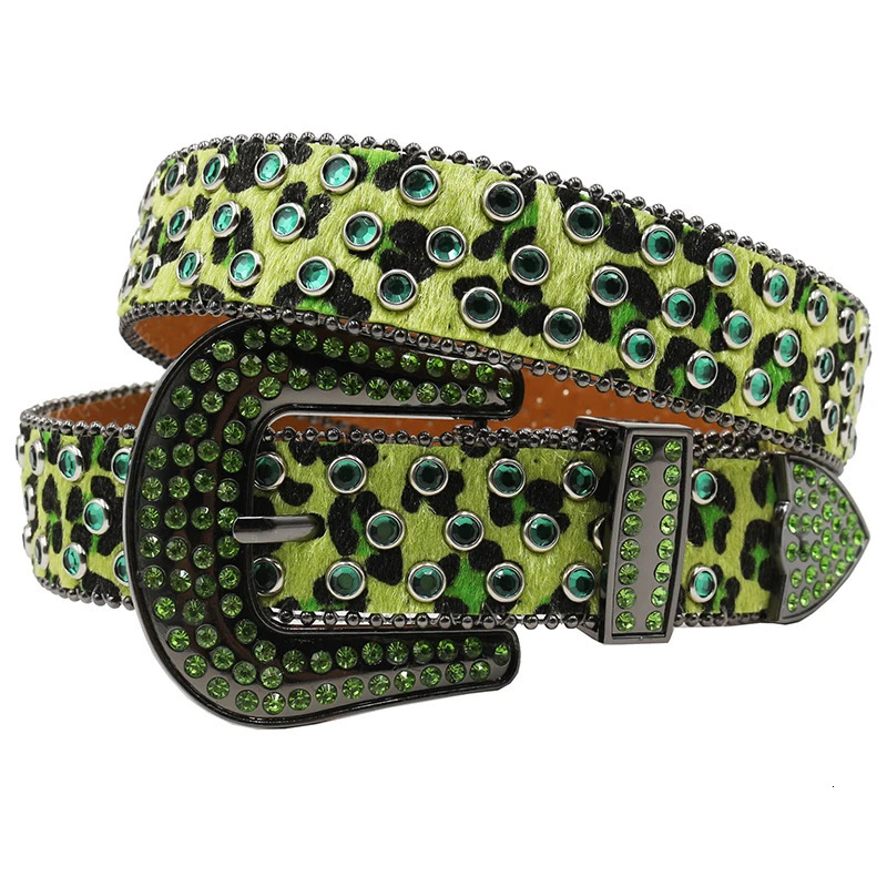 men casual hip hop rock diamond studded belts leopard print suede leather belt rhinestone waistband women strapon leash 251010
