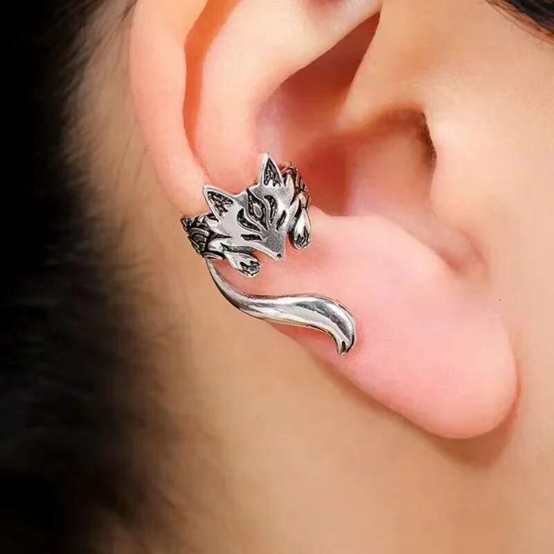 New Cute Fox Ear Clip Female fashion Creative Small Animal Alloy Earrings