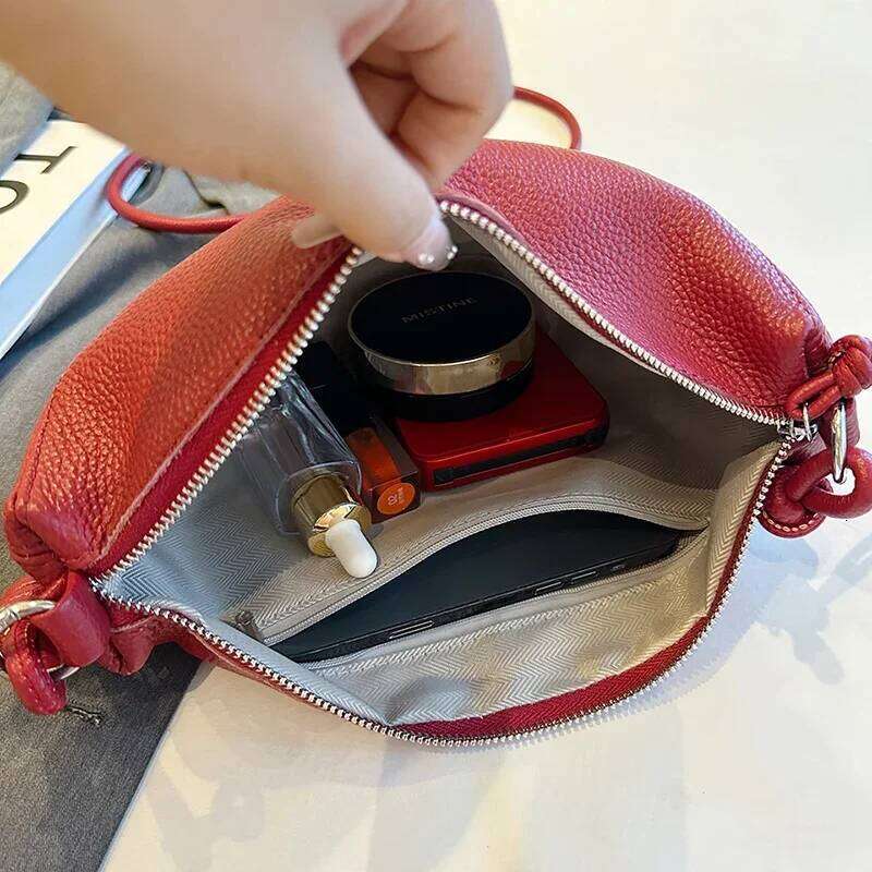 High Quality Cow Female Crossbody Shoulder Bags Handbag Sac Fashion Genuine Leather Croissant Women Tote Bag