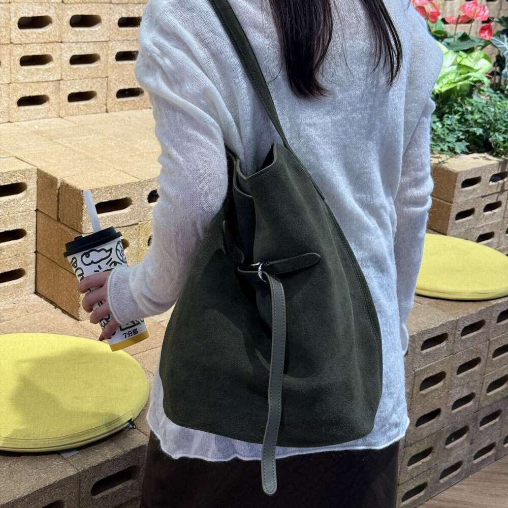 Bucke*T Bucket Autumn Winter Top Layer Cowhide Hobo Tote Large Capacity Commuter Shoulder Crossbody Bag