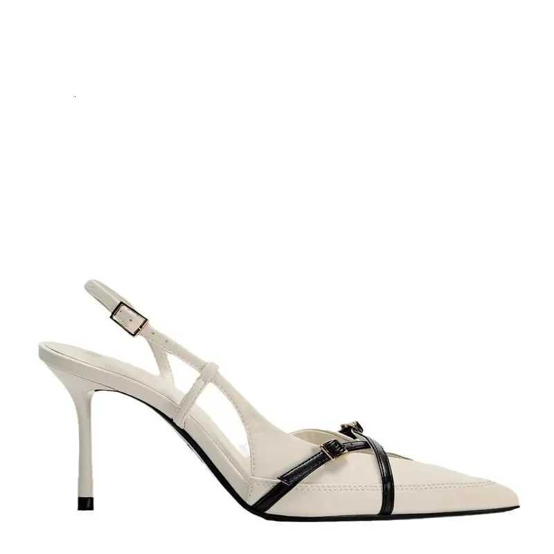 Original Designer High Heels Women Sexy Pointy Toe Cross Buckle Strap Decoration Heeled Sandals Summer Slingbacks White Pumps Z251015