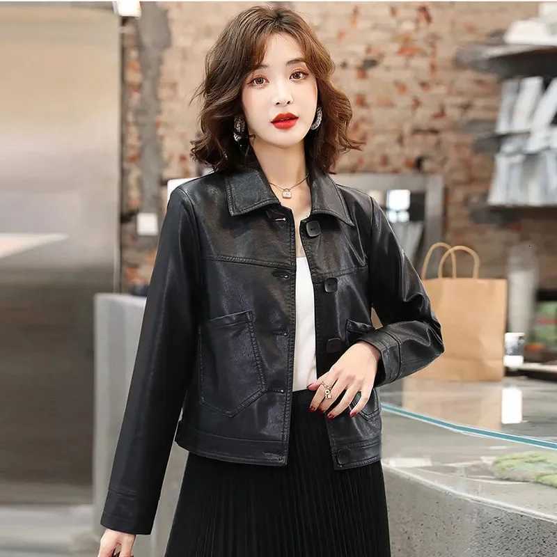 Spring Autumn Women Large Size 4XL PU Leather Coat 2024 Ladies Faux Leather Tops Jacket Female Short Leather Clothing OutwearT251017