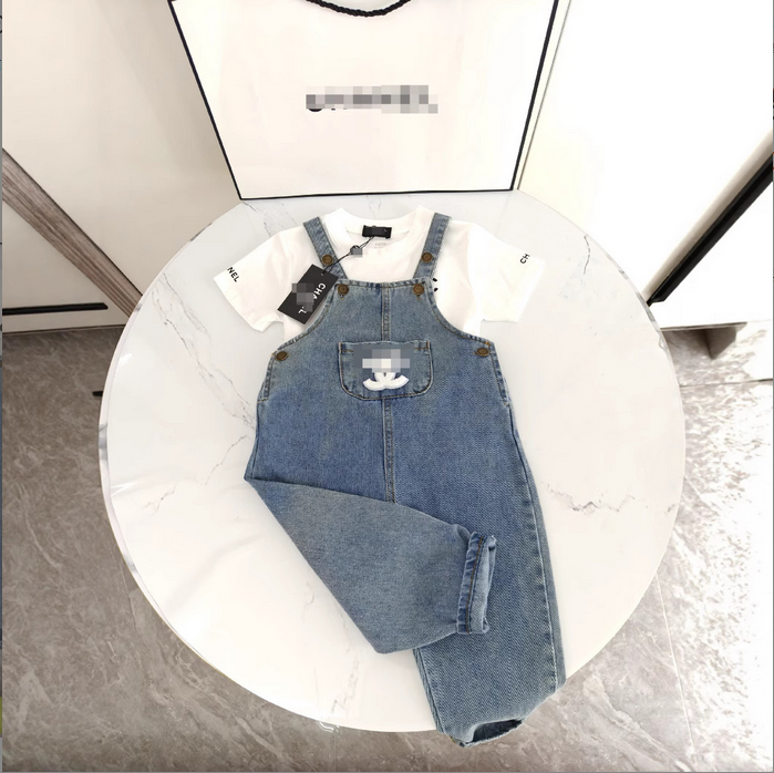 Children's Denim Bib Pants Spring and Summer 2025 New Style Boys and Girls Baby Top + Pants Set Lightweight Denim Pants