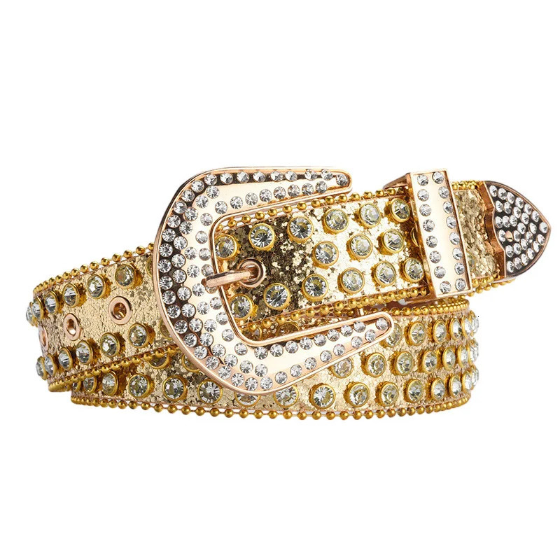 men fashion diamond studded belts soft leather rhinestone belt punk hip hop dress waistband trend strapon 251010