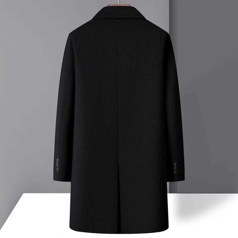Highquality mens fashionable stylish and versatile solidcolor casual long woolen overcoat wool woolen overcoat J251017
