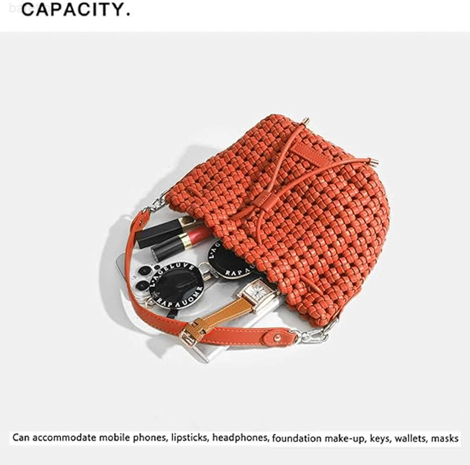 Fashion Hollow Bucket Tote Bag For Women Crossbody Female Handbag Woven Silk bag Leisure Leather Shoulder Bag Z251017