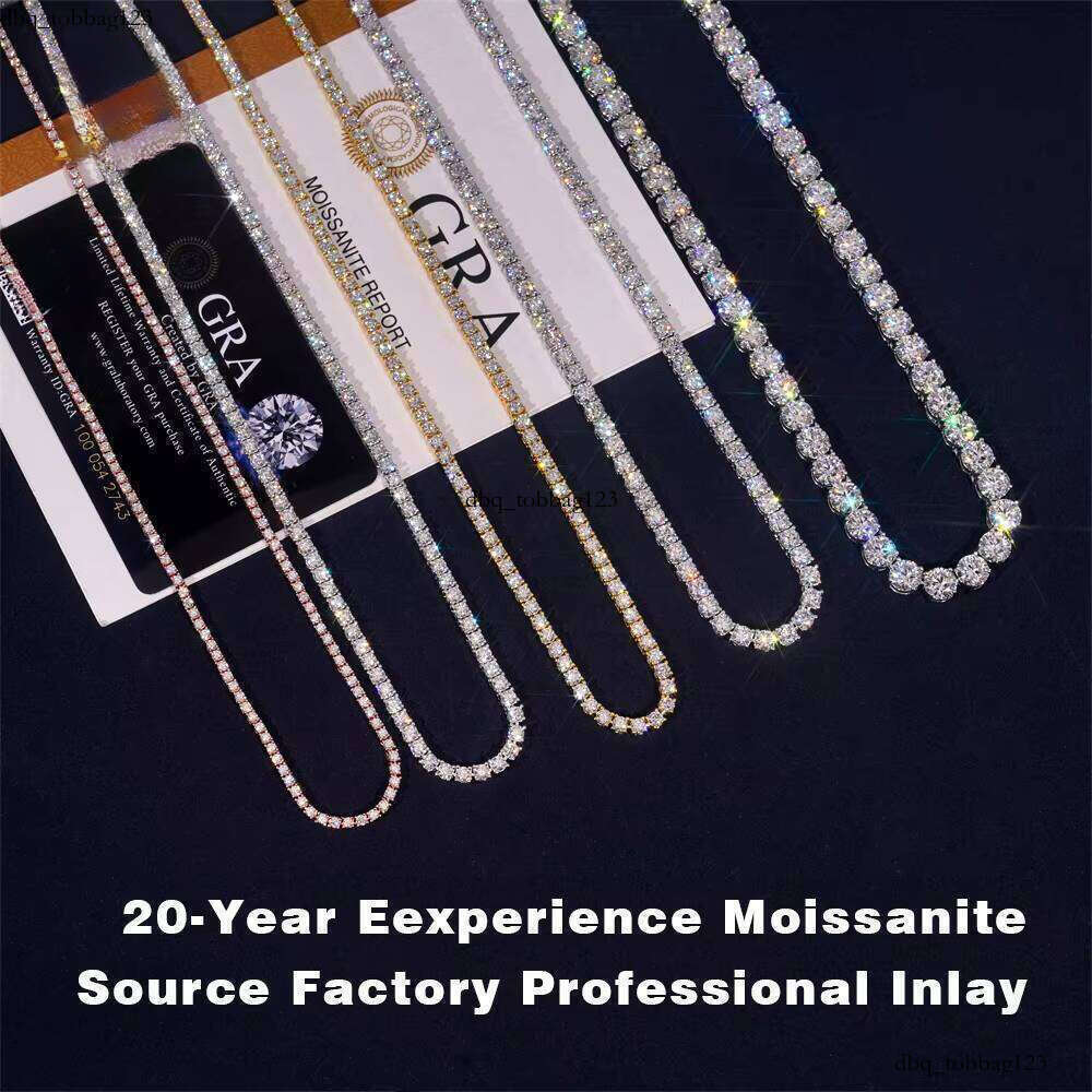 Luxurious Men's and Women's Hip-Hop Iced Out Premium Jewelry 2mm 3mm 4mm 5mm Lab S Sier Vvs Silicon Stone Tennis Chain Necklace