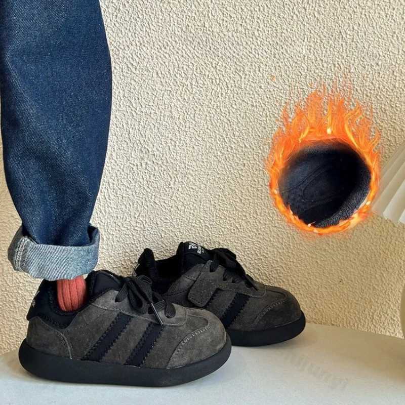 Childrens Casual Shoes 2025 Autumn Winter New Fashion Cross Tied Girls Flats Thicken Warm Comfortable Non Slip Boys SneakersT251017