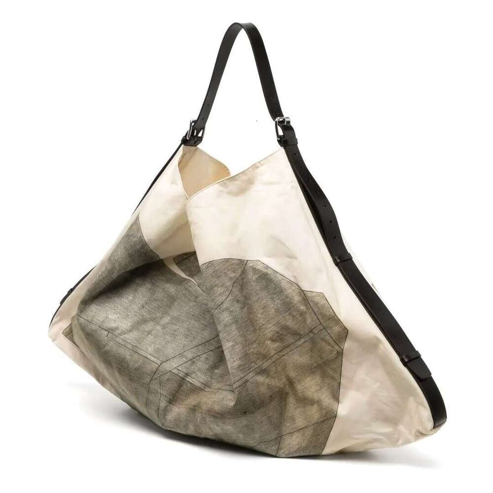 Lemai*E Collaboration 25Ss Hand-Painted Canvas Casual Minimalist Style Printed Shoulder Tote Bag Large Capacity