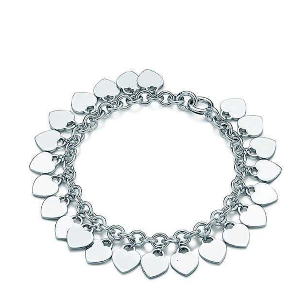Charm Bracelets tiffanliness charm bracelets famous 925 sterling silver designer brands classic diy bracelet multi heart label handwear AA