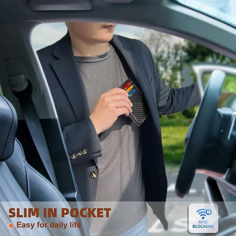 YATBEST Mens Wallet Oil Wax Short RFID AntiTheft Brush UltraThin Wallet Double Fold Portable Wallet Multifunctional Card BagW251017